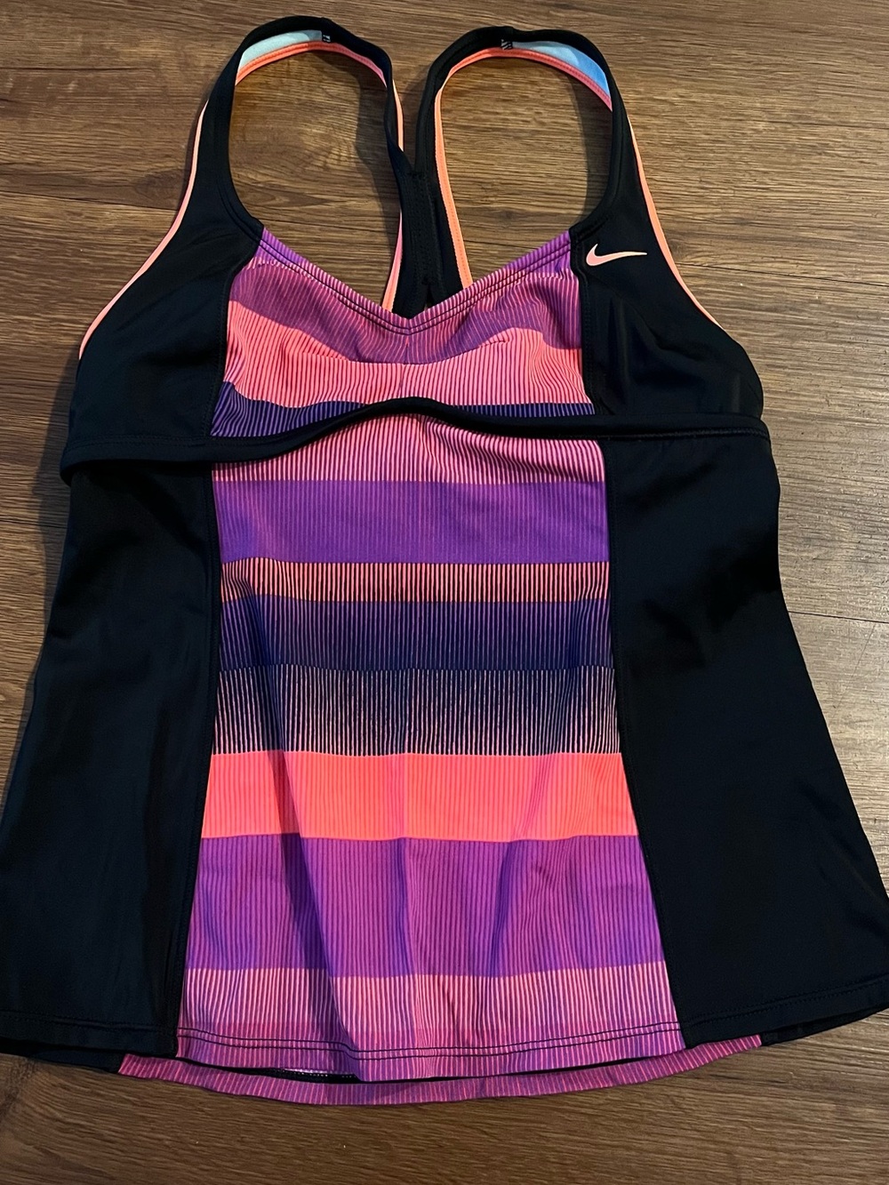 Nike striped racer back tankini Athletic Tank Top